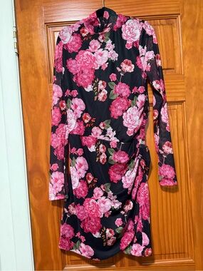 GENERATION LOVE Pink Floral Long-Sleeve Wrap-Style Dress